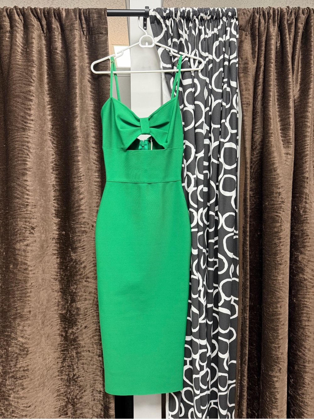 Emerald Bow-Front Midi Bodycon Dress